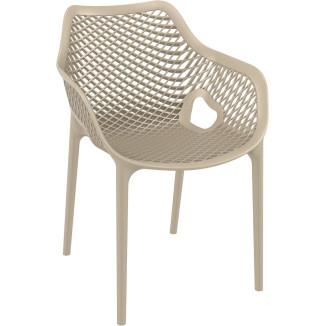 fauteuil polypropylene empilable monobloc renforce style contemporain taupe air xl trois quarts droit
