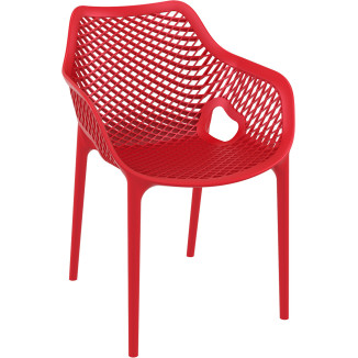 Poltrona monoblocco impilabile in polipropilene dallo stile contemporaneo Air XL rosso tre quarti a destra