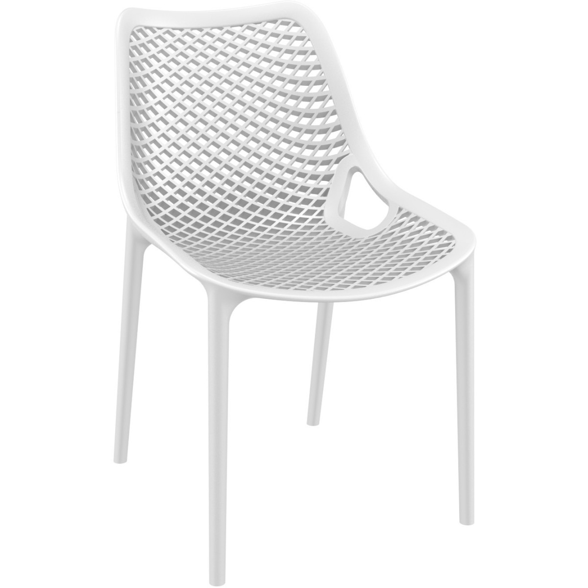 Empilable exterieur chaise monobloc polypropylene terrasse air blanc 3/4 face