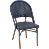 chaise niort restaurant empilable bistro aluminium rotin exterieur tressage nylon bleu 3/4 droit