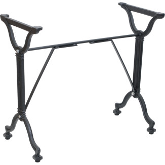 Base De Table De Bistrot Double Pied Turin - Aluminium Noir, Hauteur 71 Cm, Plateau Max 120x80 Cm, Pieds Réglables