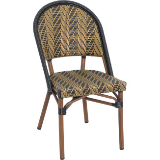 chaise niort restaurant empilable bistro aluminium rotin exterieur tressage nylon or 3/4 droit