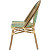 Chaise exterieur rotin empilable style bistrot achery aluminium tressage nylon noir vert creme profil gauche