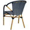 bleu bistrot exterieur rotin aluminium empilable fauteuil bachy 3/4 arriere gauche