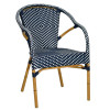 fauteuil bachy aluminium empilable rotin bistrot exterieur bleu 3/4 droit