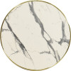 Plateau contemporain stratifié moulé cerclé laiton bistrot extérieur Lambesc Afyon marbre blanc face