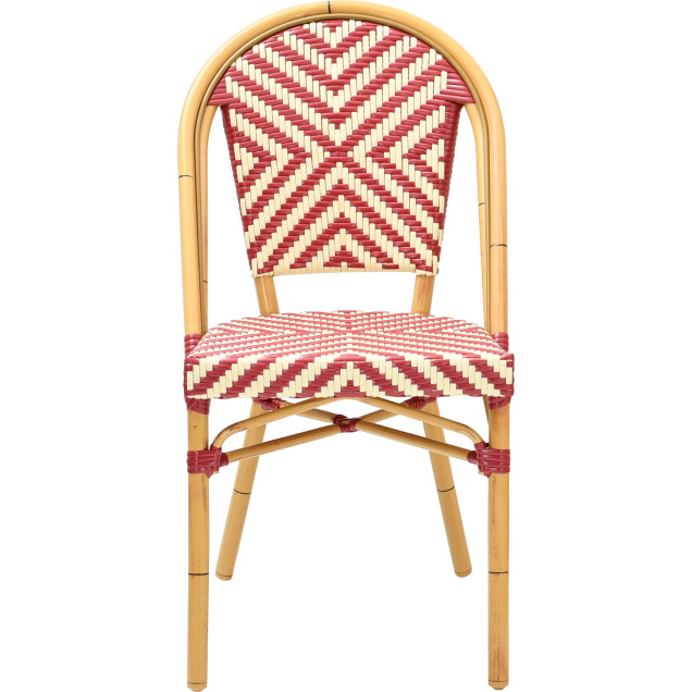 silla apilable de aluminio mimbre nylon burdeos marfil bistrot face