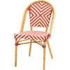 sedia bistrot impilabile in rattan avorio alluminio intreccio nylon bordeaux tre quarti posteriore sinistro