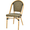 bistrot tressage chaise rotin empilable aluminium noir or nylon trois quarts gauche