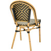 or noir empilable aluminium rotin tressage chaise bistrot nylon trois quarts arriere droit