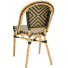 aluminium chaise bistrot rotin tressage empilable nylon noir or trois quarts arriere gauche