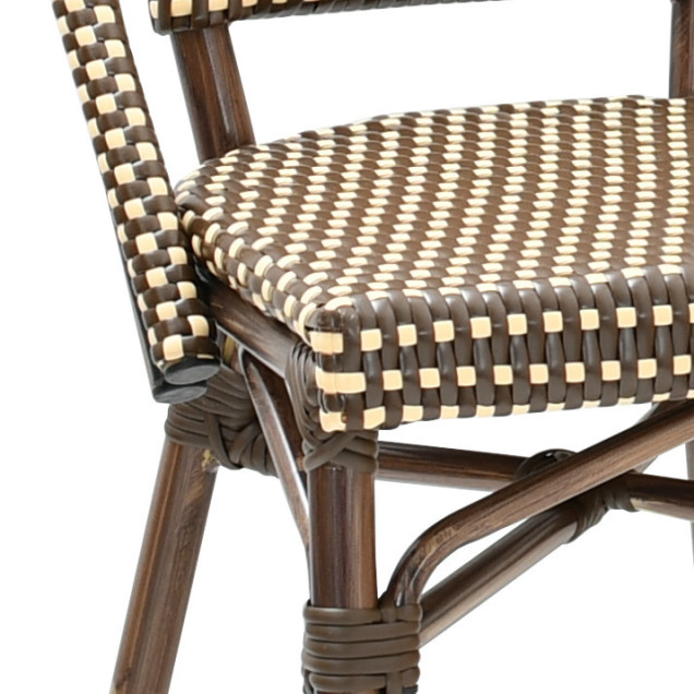 Sedia da giardino Clermont in alluminio nero con intreccio in nylon