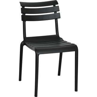 helen chaise terrasse exterieur polypropylene empilable noir trois quarts droit
