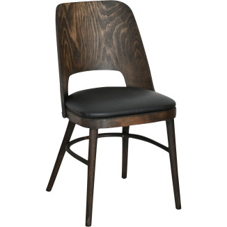 Silla de comedor DEBIRA de haya maciza con asiento tapizado