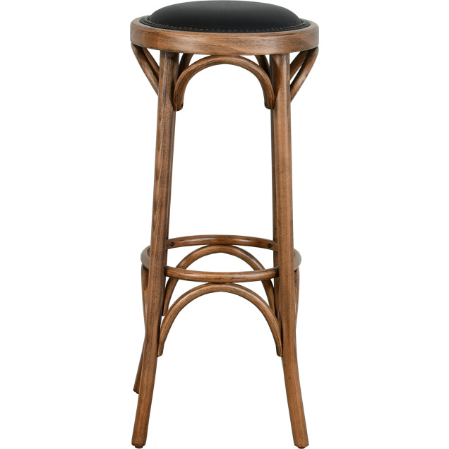 Pamiers Bar Stool, Curved Beech Wood with Black PU Seat