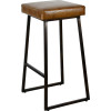 Damazan Bar Stool, Metal and Camel Leather, Seat Height 74 cm