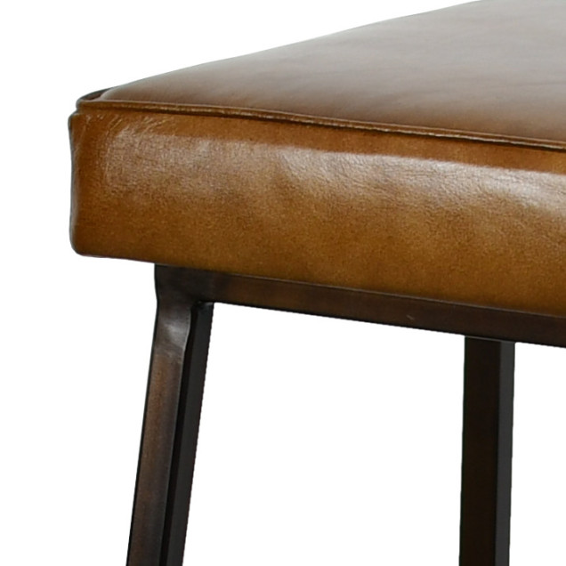 Damazan Bar Stool, Metal and Camel Leather, Seat Height 74 cm