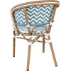 VANY-fauteuil van aluminium en rotan, met blauw-witte nylonvlechtwerk