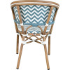 VANY-fauteuil van aluminium en rotan, met blauw-witte nylonvlechtwerk