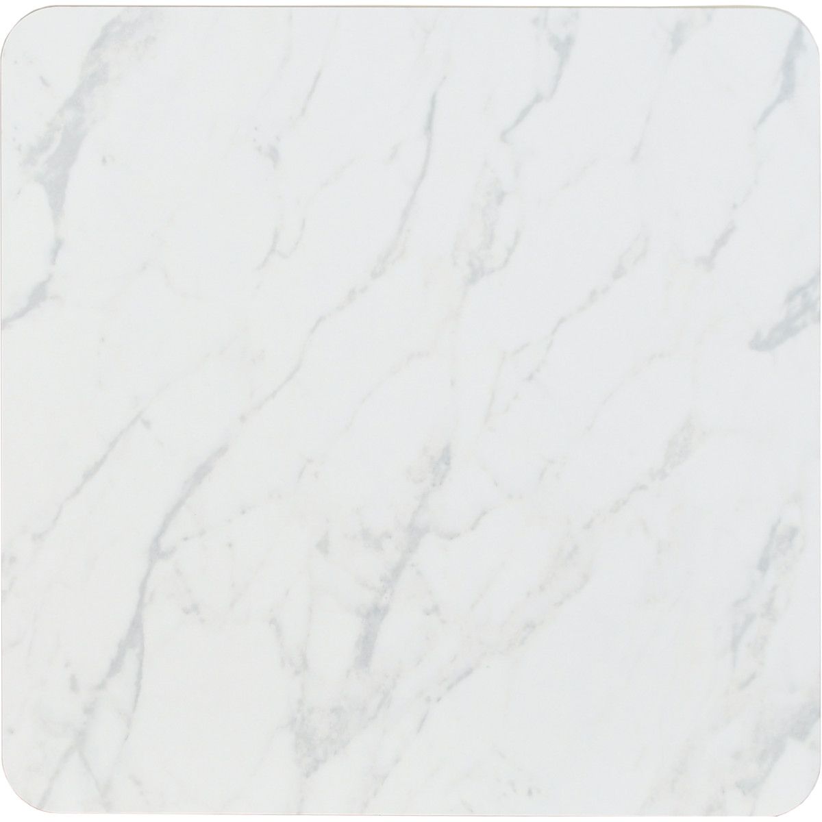  tafelblad  laminaat voor binnen PEROLS Marmol Blanco, gouden rand, afgeronde hoeken, vierkant 60x60, restaurant