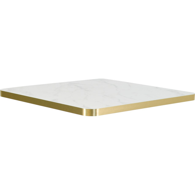 Tablero de mesa Interior PEROLS, laminado con borde dorado efecto mármol