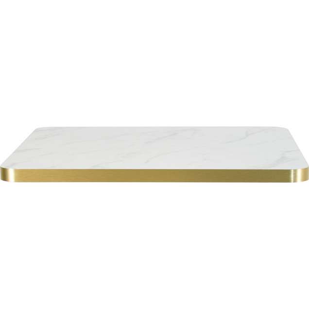 Tablero de mesa Interior PEROLS, laminado con borde dorado efecto mármol