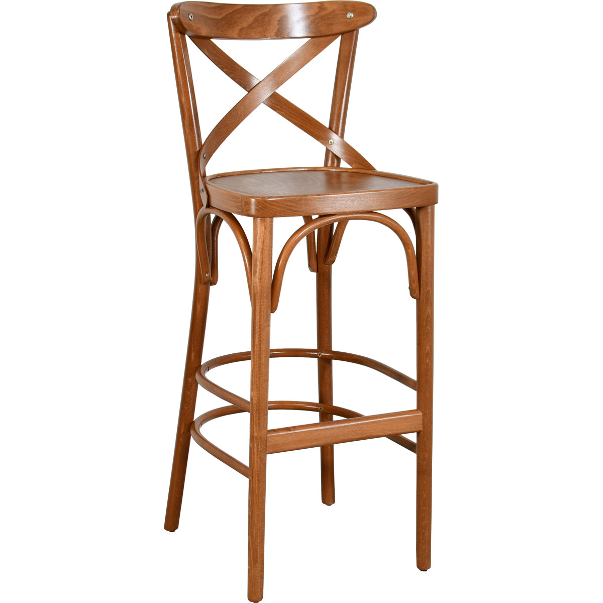 CROSS Bistro Bar Stool, Curved Beech Wood with Cross-Back Design