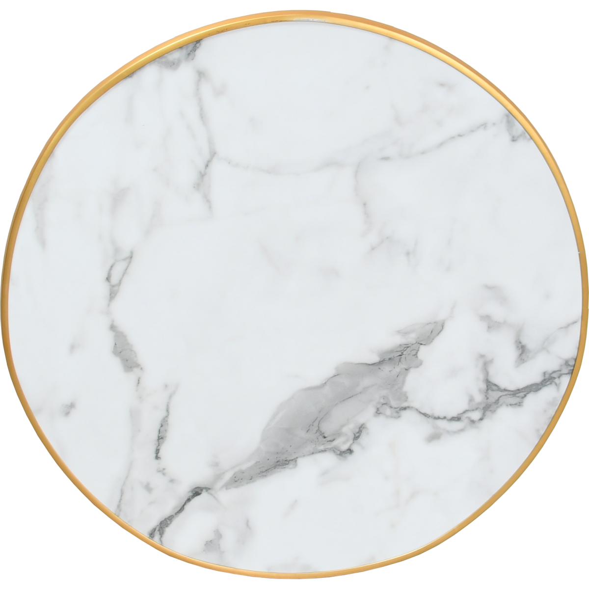 Table top gold-colored aluminum-rimmed TOURBES laminate