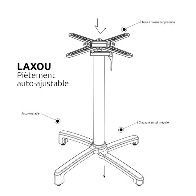 Piétement terrasse LAXOU aluminium auto-ajustable 4 branches