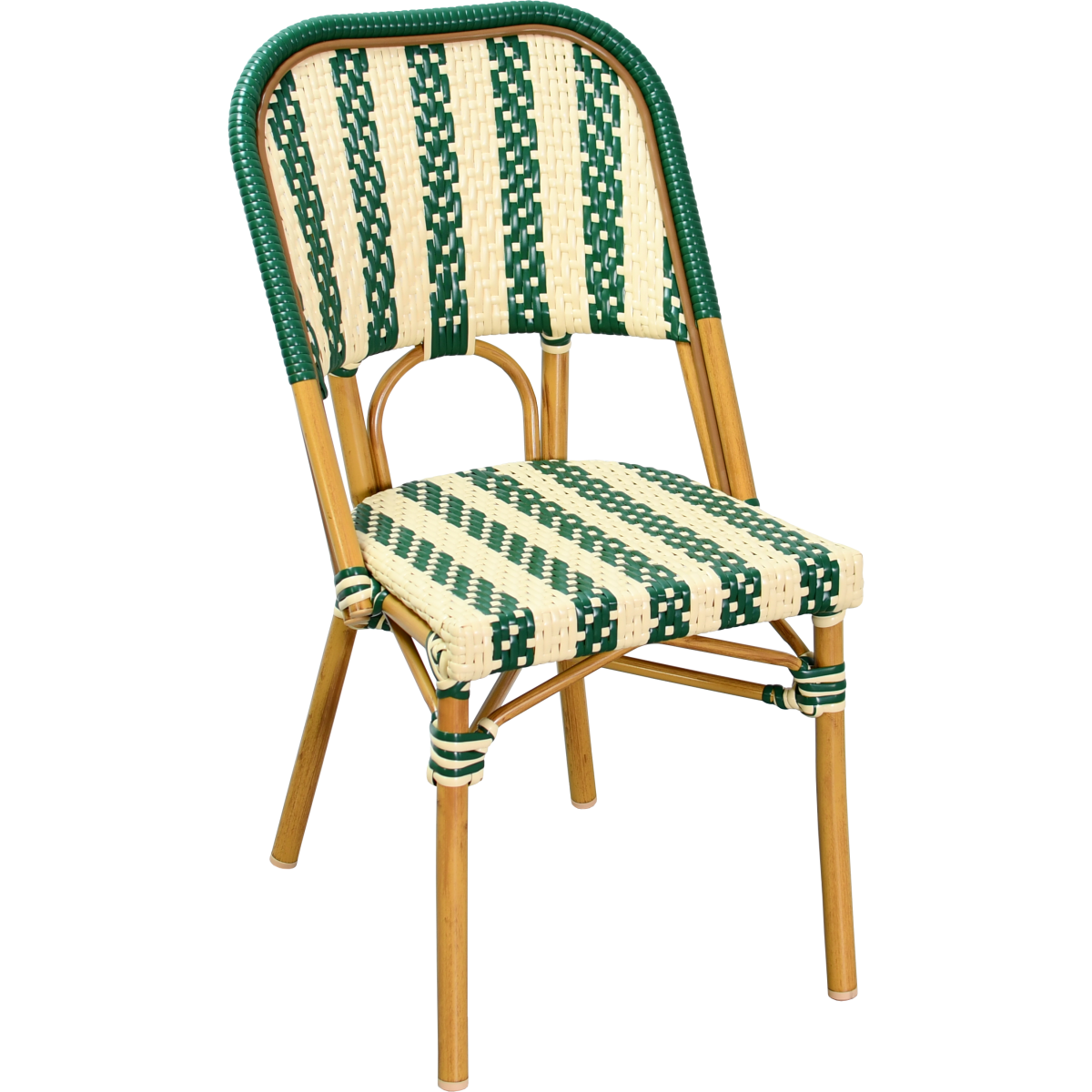 Sedia da giardino Arzano in alluminio, rattan e nylon, verde e beige