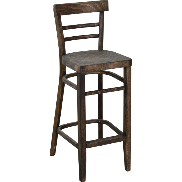 RENNO Stool, Solid Oak with Oiled Finish, Plywood Seat, Bar Style