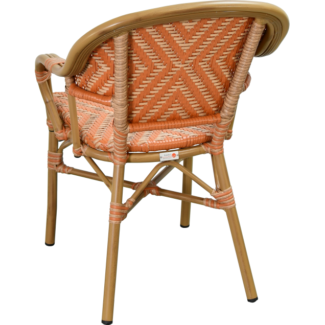 TERVILLE Bistro Chair in Aluminum, Honey-Colored Rattan, and Orange