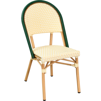 Silla de bar AUSSAC de aluminio, ratán y trenzado de nailon