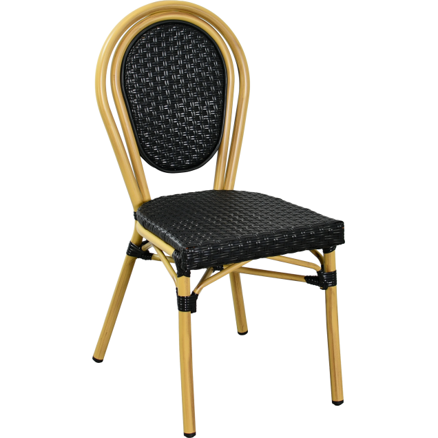 ROUBIA Aluminum and Rattan Terrace Bistro Chair with Medallion
