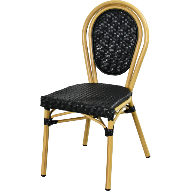 Sedia da bistrot da terrazza ROUBIA in alluminio e rattan con medaglione