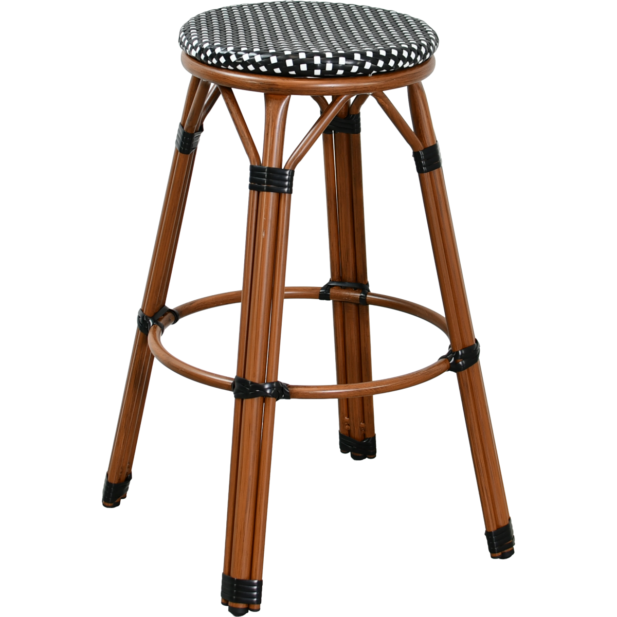 KERGLOFF Bistro-Barhocker aus Aluminium und Rattan