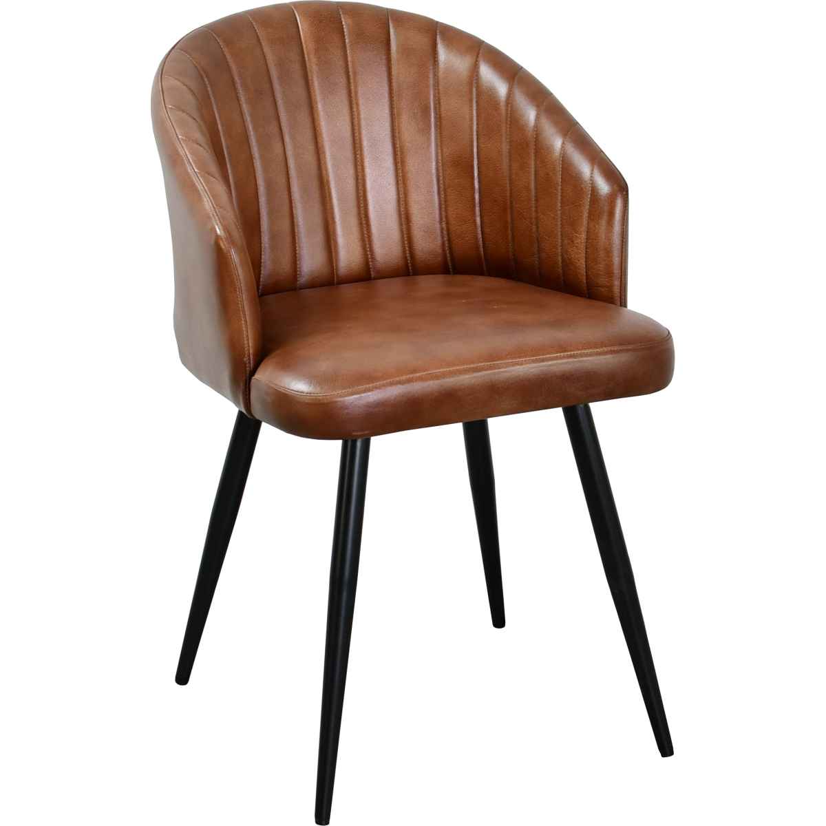 Silla de restaurante DRUBEC de acero con interior de cuero