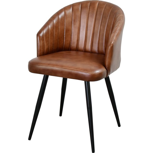 Silla de restaurante DRUBEC de acero con interior de cuero