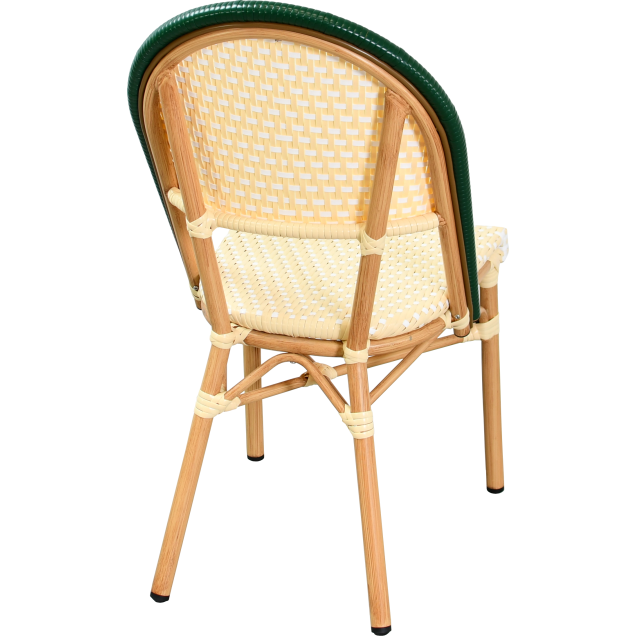 Silla de bar AUSSAC de aluminio, ratán y trenzado de nailon