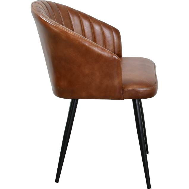 Silla de restaurante DRUBEC de acero con interior de cuero