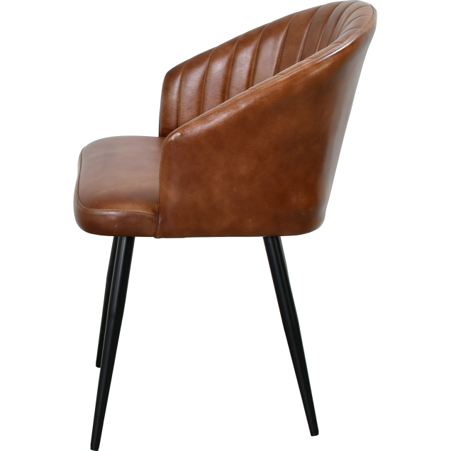 Silla de restaurante DRUBEC de acero con interior de cuero