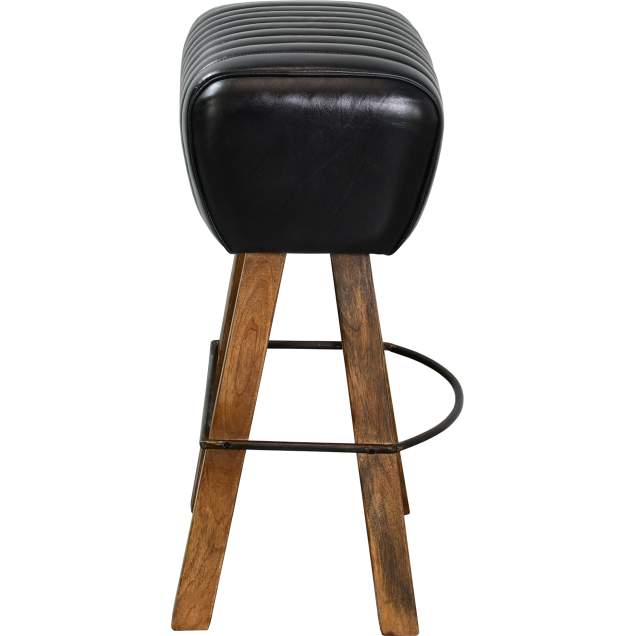 Tabouret bar FEYZIN bois cuir assise selle