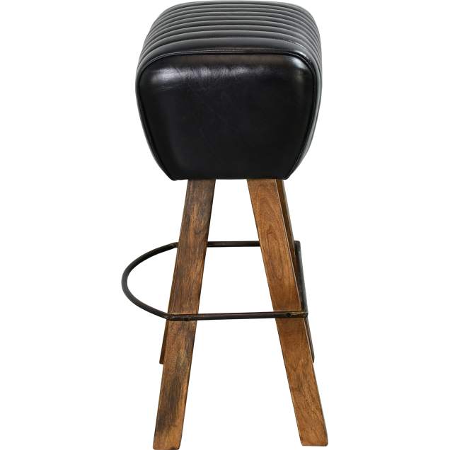 Tabouret bar FEYZIN bois cuir assise selle