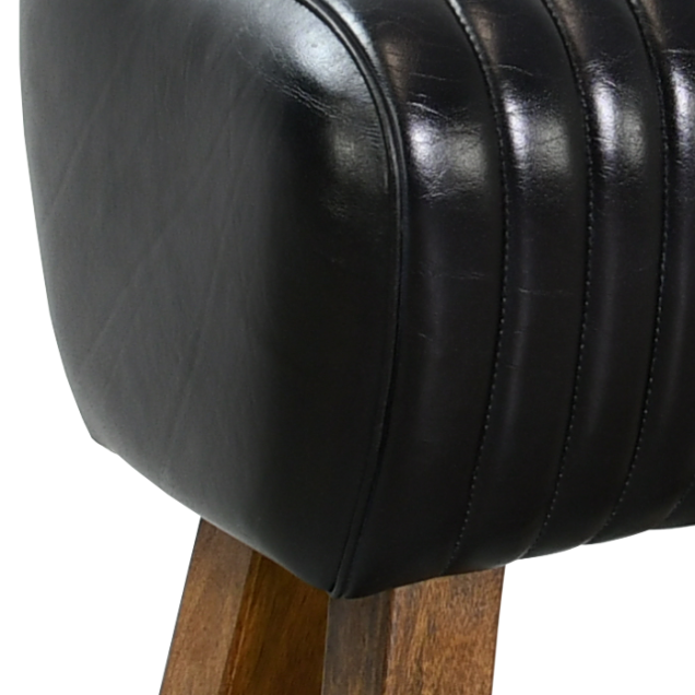 Tabouret bar FEYZIN bois cuir assise selle