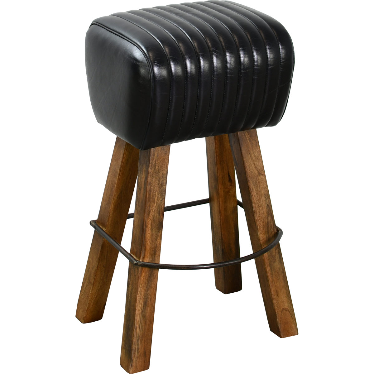 Tabouret bar FEYZIN bois cuir assise selle