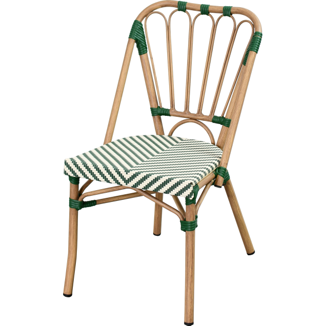 JARNAC Bistro Chair, Aluminum, Rattan, and Textilene