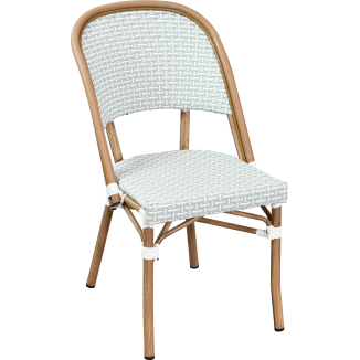 Sedia da bistrot PARAZA in alluminio e rattan, impilabile