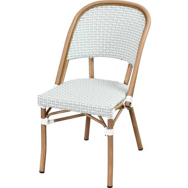 Sedia da bistrot PARAZA in alluminio e rattan, impilabile