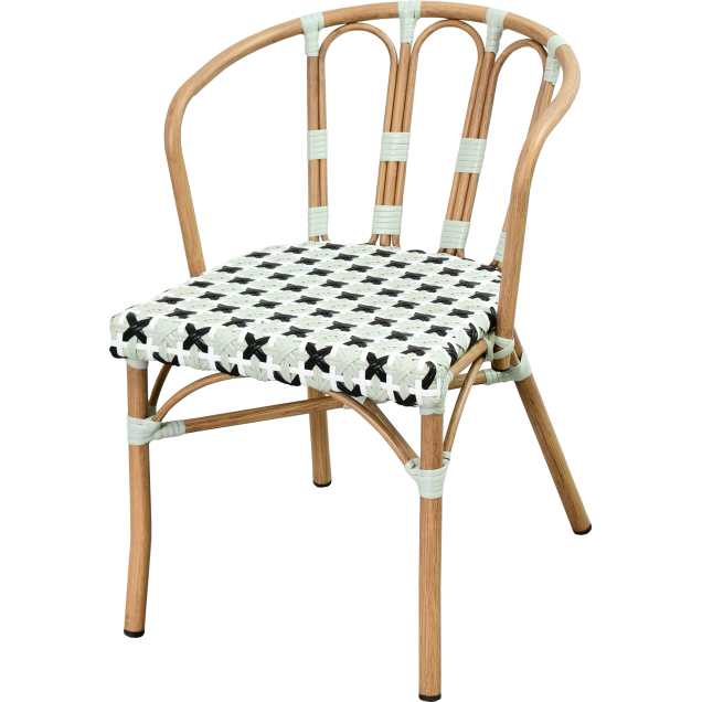 MARSAL Parisian Armchair: Aluminum, Rattan, and Nylon