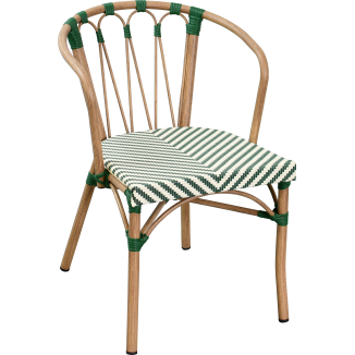 JARNAC-bistrofauteuil van aluminium, rotan en textilene